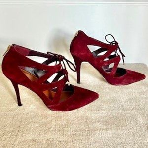 Sasks Fifth Avenue suede, bordeaux, pumps, Size 9.